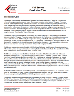 CV for Neil Broom Expert Witness in Computer Forensics Investigations in Fremont